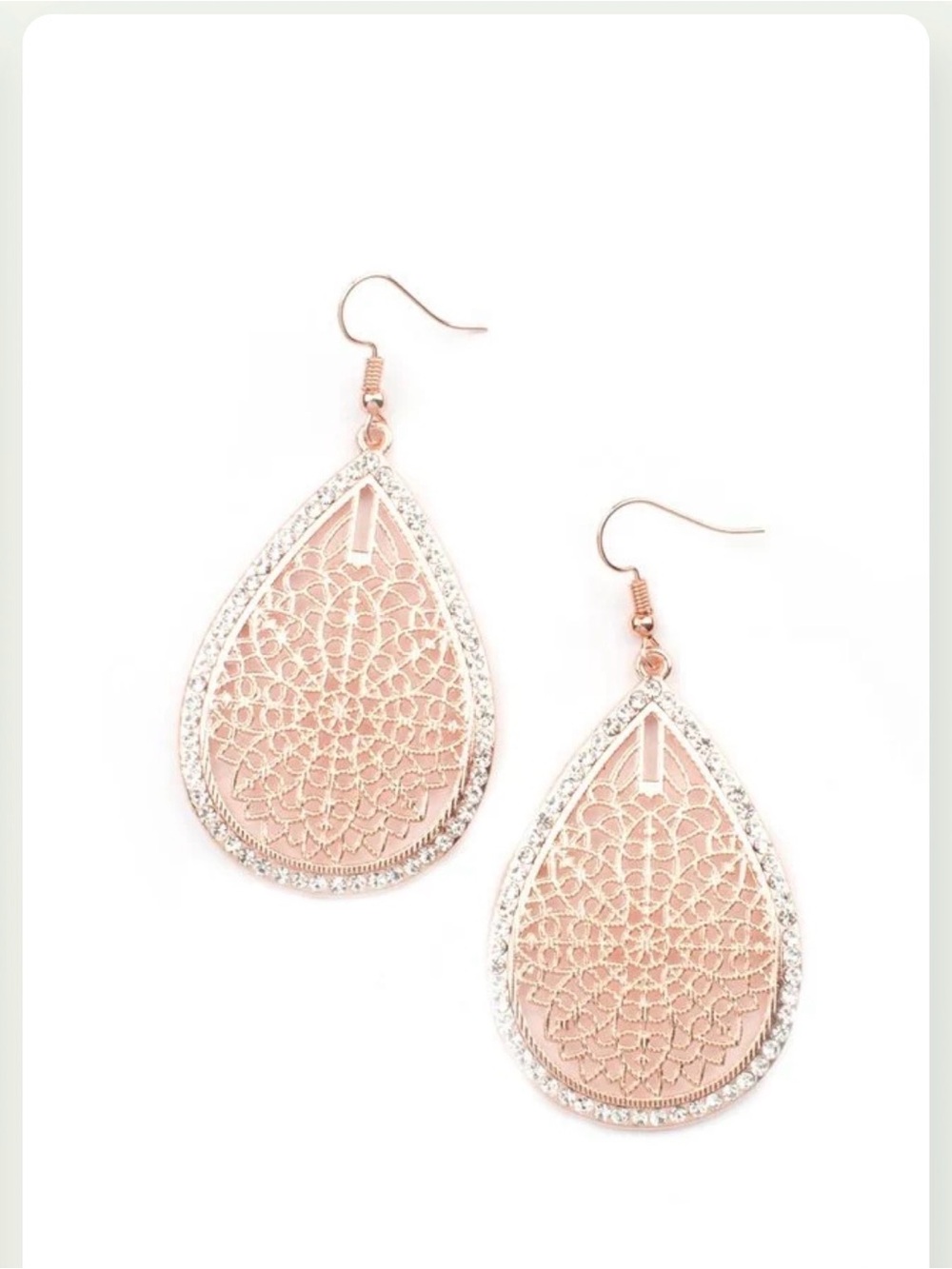 Rose Gold Filigree Teardrop Earrings - Women Jewelry